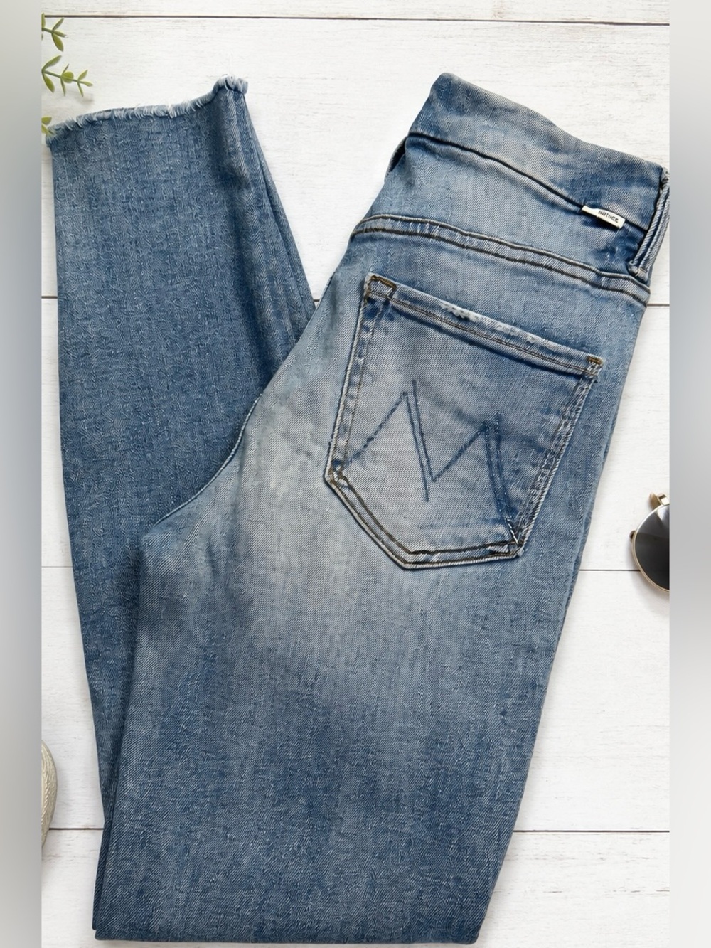 MOTHER High Waisted Looker Ankle Fray Jeans Au Revoir